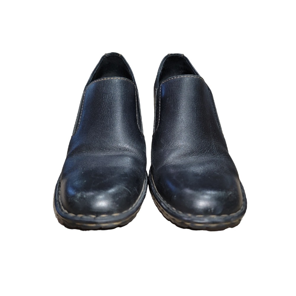 Born Gertrude Womens Black‎ Leather Slip On Heel Pump Clog Shoes Sz 7 US / 38 EU - Picture 7 of 13
